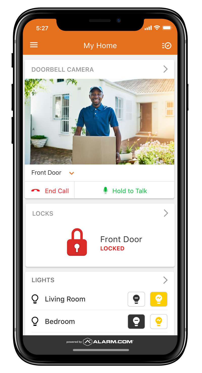 Mobile Device Showing Home Security System